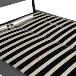 Letto matrimoniale contenitore 160x200 cm imbottito con rete e testiera regolabile grigio scuro Perlier
