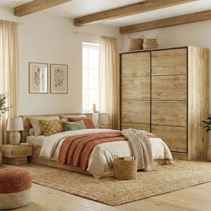 Letto matrimoniale contenitore con comodini 160x200cm quercia Tamika
