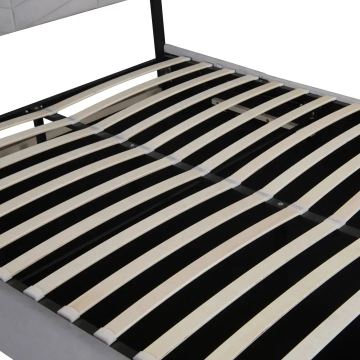 Letto matrimoniale contenitore 160x200 cm imbottito con rete e testiera regolabile grigio Perlier