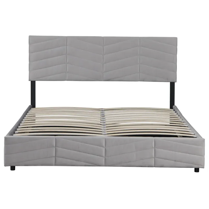 Letto matrimoniale contenitore 160x200 cm imbottito con rete e testiera regolabile grigio Perlier