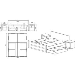 Letto matrimoniale contenitore standard 160x200cm bianco opaco Loira