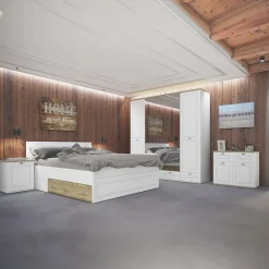 Letto matrimoniale contenitore standard 160x200cm bianco opaco Loira