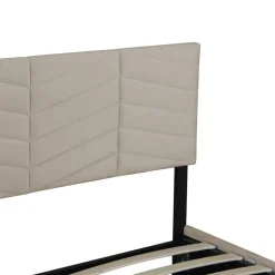 Letto matrimoniale contenitore 160x200 cm imbottito con rete e testiera regolabile beige Perlier