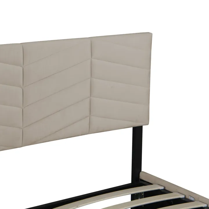 Letto matrimoniale contenitore 160x200 cm imbottito con rete e testiera regolabile beige Perlier