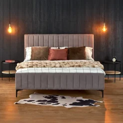 Letto matrimoniale imbottito 160x200cm grigio chiaro Varano