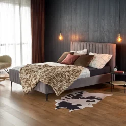 Letto matrimoniale imbottito 160x200cm grigio chiaro Varano
