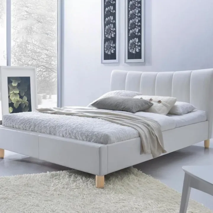 Letto matrimoniale in ecopelle 160x200cm bianco Cabras Gihome®