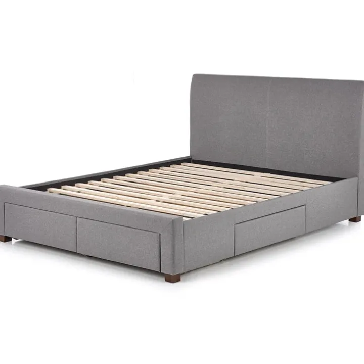 Letto matrimoniale in tessuto con cassettoni 160x200cm grigio Mestre Gihome®