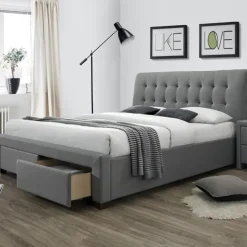 Letto matrimoniale in tessuto con cassettoni 160x200cm grigio Anita Gihome®