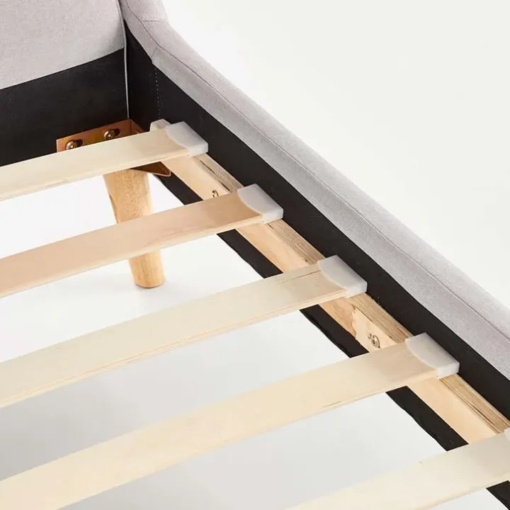 Letto matrimoniale in tessuto 160x200cm grigio chiaro legno naturale Pompei Gihome®