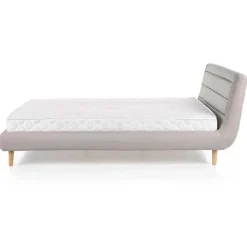 Letto matrimoniale in tessuto 160x200cm grigio chiaro legno naturale Pompei Gihome®