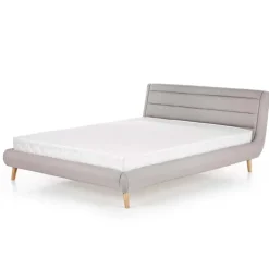 Letto matrimoniale in tessuto 160x200cm grigio chiaro legno naturale Pompei Gihome®