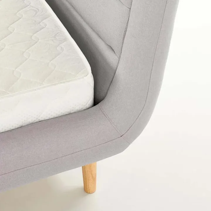 Letto matrimoniale in tessuto 160x200cm grigio chiaro legno naturale Pompei Gihome®