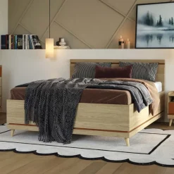 Letto matrimoniale standard contenitore 160x200 cm con rete rovere Yu