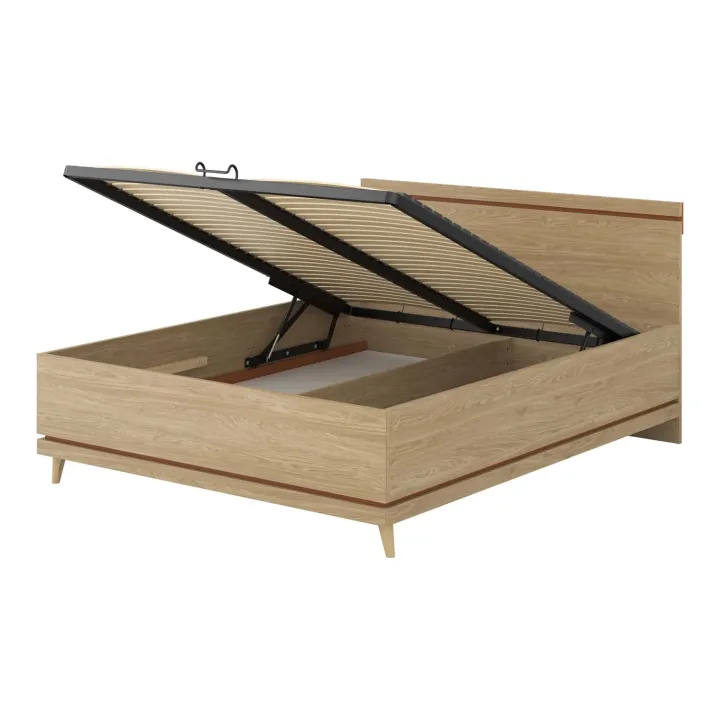 Letto matrimoniale standard contenitore 160x200 cm con rete rovere Yu