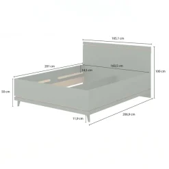 Letto matrimoniale standard 160x200 cm moderno rovere Yu