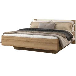 Letto matrimoniale standard 160x200cm contenitore con rete rovere beige Ama