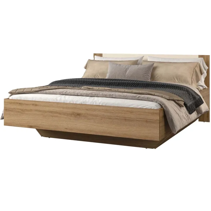 Letto matrimoniale standard 160x200cm contenitore con rete rovere beige Ama
