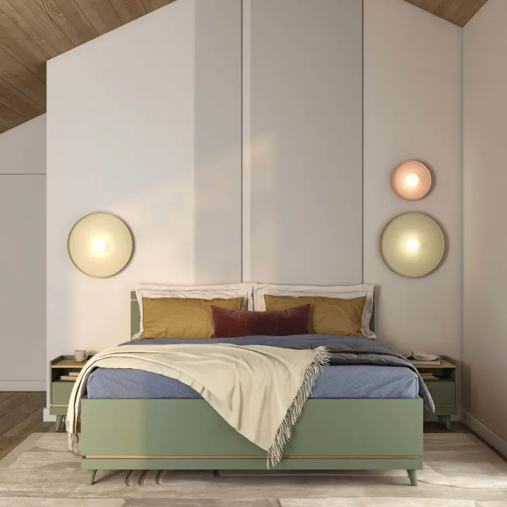 Letto matrimoniale standard 160x200 cm moderno verde salvia Yu