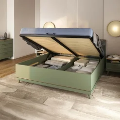 Letto matrimoniale standard contenitore 160x200 cm con rete verde salvia Yu