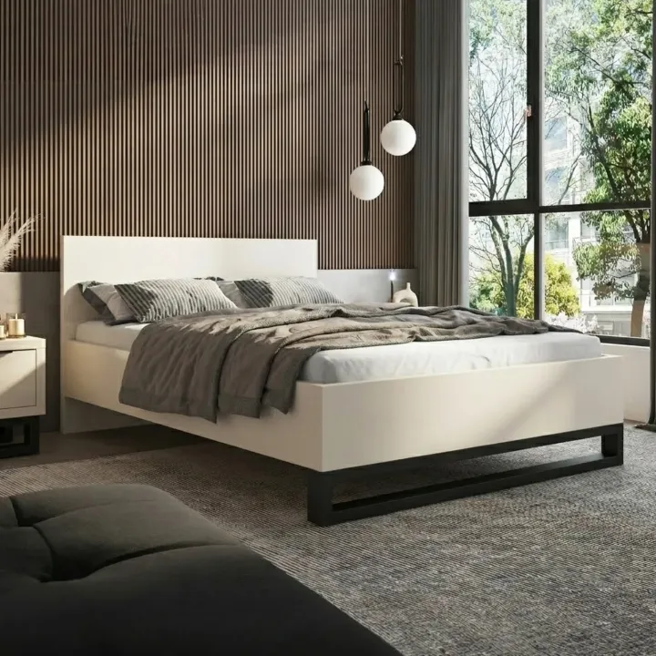 Letto matrimoniale 160x200cm beige cashmere Petra