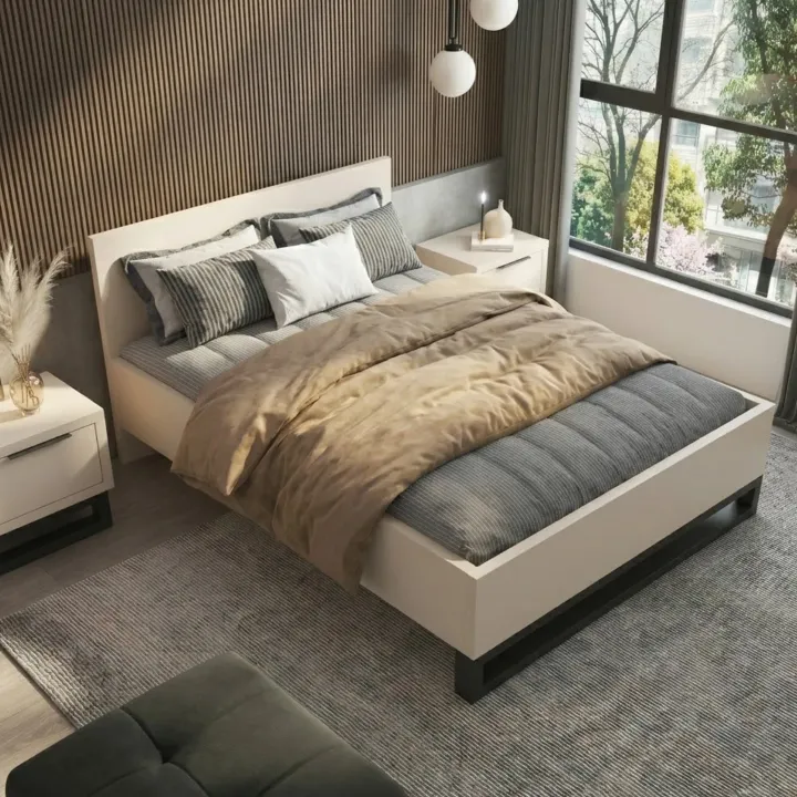 Letto matrimoniale 160x200cm beige cashmere Petra