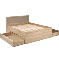 Letto matrimoniale 160x200cm con cassetti contenitore moderno rovere Sombra
