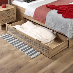 Letto matrimoniale 160x200cm con cassetti contenitore moderno rovere Sombra