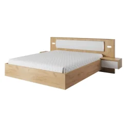 Letto matrimoniale 160x200cm con comodini bianco rovere Sweet