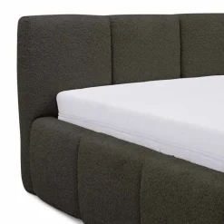 Letto matrimoniale 160x200cm con rete contenitore imbottito tessuto bouclé nero Aluna