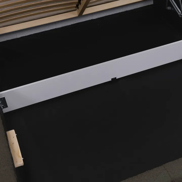 Letto matrimoniale 160x200cm con rete contenitore imbottito tessuto bouclé nero Aluna