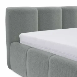 Letto matrimoniale 160x200cm con rete contenitore imbottito azzurro grigio Aluna