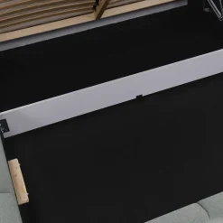 Letto matrimoniale 160x200cm con rete contenitore imbottito azzurro grigio Aluna