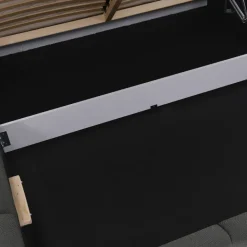 Letto matrimoniale 160x200cm con rete contenitore imbottito grigio scuro Aluna