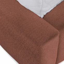 Letto matrimoniale 160x200cm con rete contenitore imbottito rosso mattone Aluna