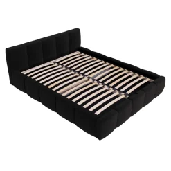 Letto matrimoniale 160x200cm con rete contenitore imbottito nero Aluna