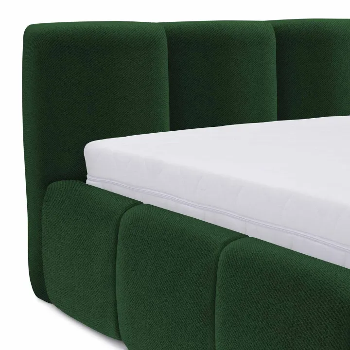 Letto matrimoniale 160x200cm con rete contenitore imbottito verde Aluna