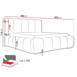 Letto matrimoniale 160x200 cm con rete contenitore imbottito beige scuro Cometa