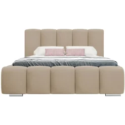 Letto matrimoniale 160x200 cm con rete contenitore imbottito beige scuro Cometa