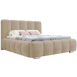 Letto matrimoniale 160x200 cm con rete contenitore imbottito beige scuro Cometa