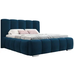 Letto matrimoniale 160x200 cm con rete contenitore imbottito blu scuro Cometa