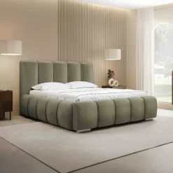 Letto matrimoniale 160x200 cm con rete contenitore imbottito verde salvia scuro Cometa
