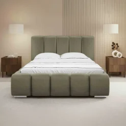 Letto matrimoniale 160x200 cm con rete contenitore imbottito verde salvia scuro Cometa