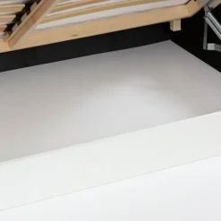 Letto matrimoniale 160x200 cm con rete contenitore imbottito tessuto bouclé grigio chiaro Cometa