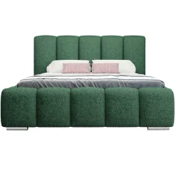 Letto matrimoniale 160x200 cm con rete contenitore imbottito tessuto bouclé verde Cometa