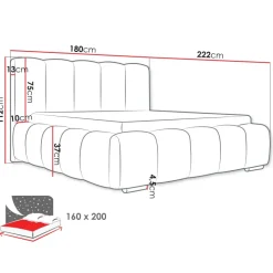 Letto matrimoniale 160x200 cm con rete contenitore imbottito beige Cometa
