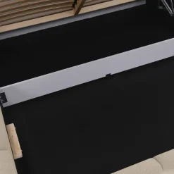 Letto matrimoniale 160x200cm con rete contenitore imbottito beige Aluna