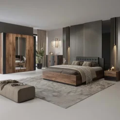Letto matrimoniale 160x200cm con rete contenitore noce nero Vulcano