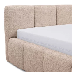Letto matrimoniale 160x200cm con rete contenitore imbottito tessuto bouclé rosa Aluna