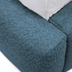 Letto matrimoniale 160x200cm con rete contenitore imbottito tessuto bouclé turchese Aluna